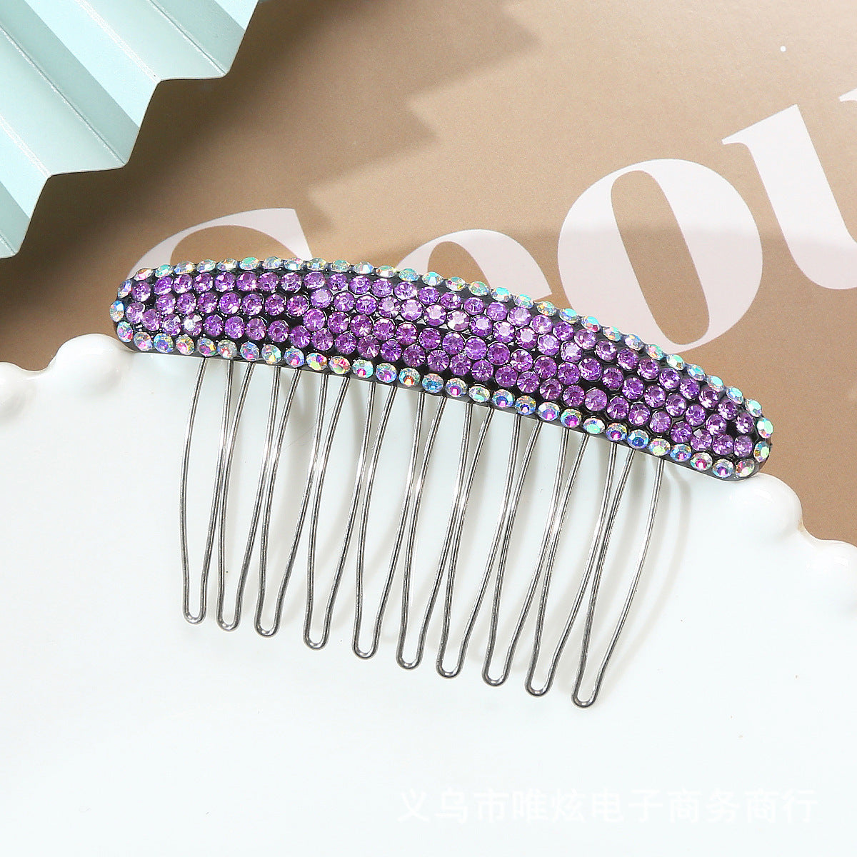 Acrylic rhinestone color pressure hair plug comb hairpin