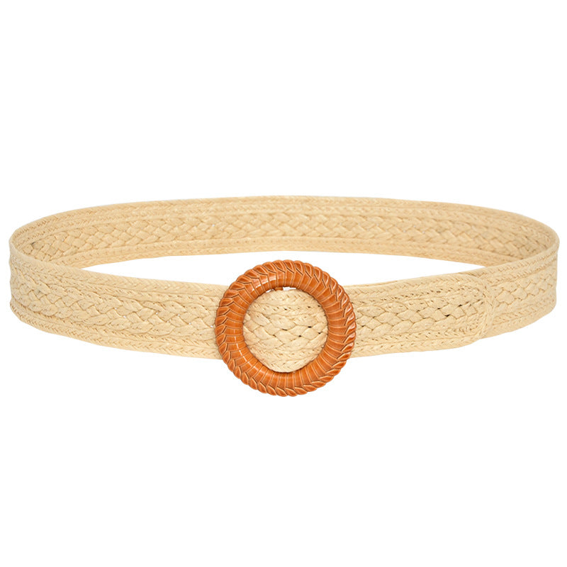 Popular wooden buckle women's waist seal