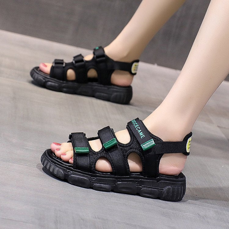 Velcro platform muffin shoes sandals