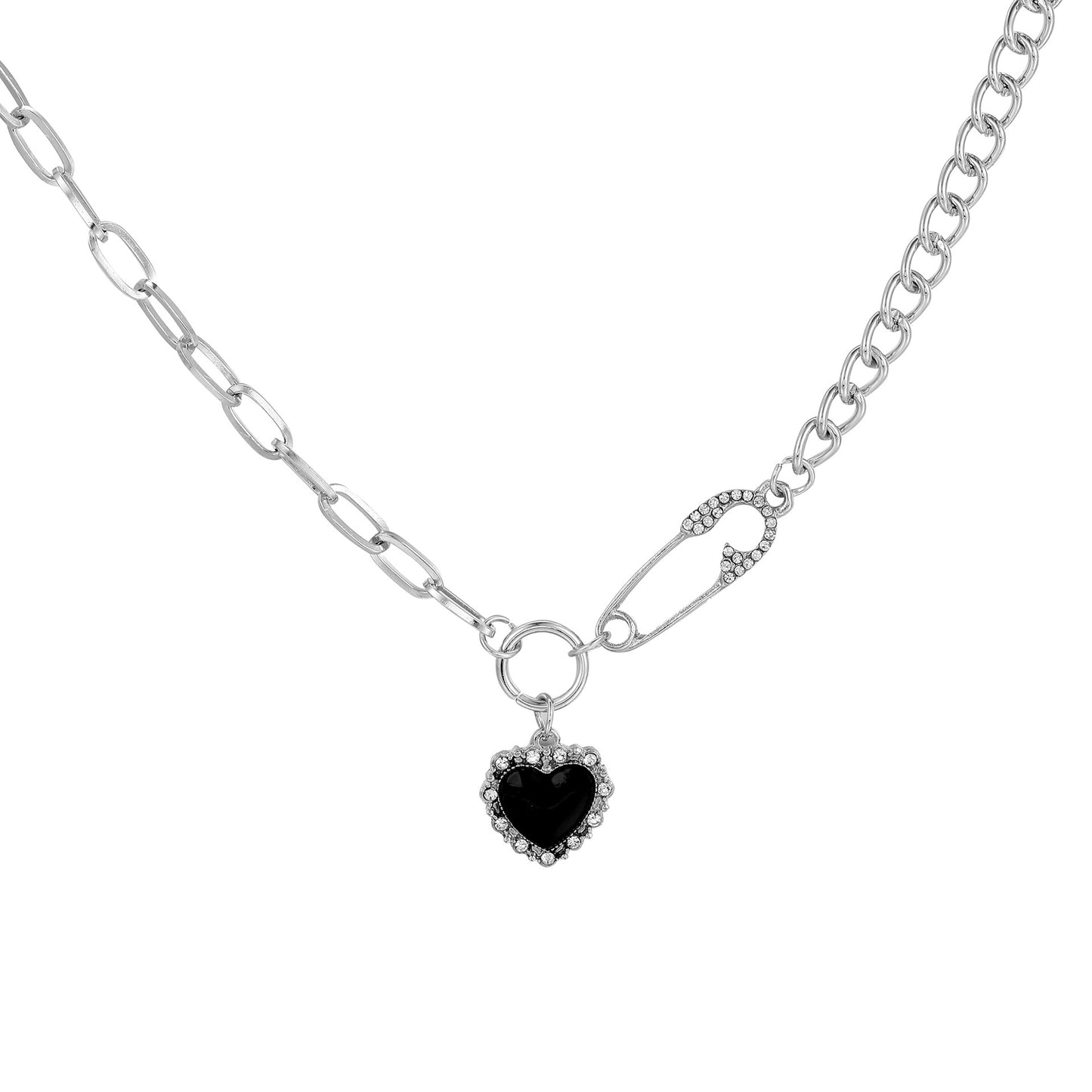 Black Love Pin Sweater Necklace