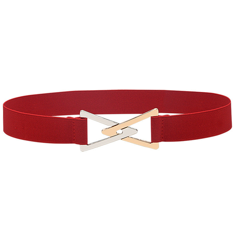 Pleated elastic thin belt ladies