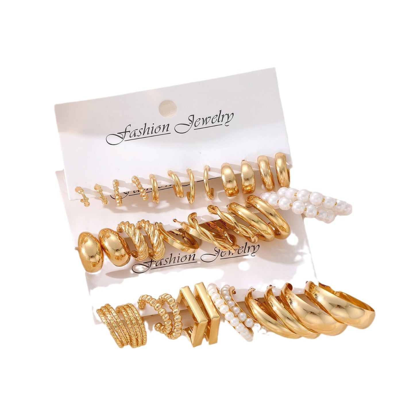 Geometric Pearl Earring Set (8-piece)