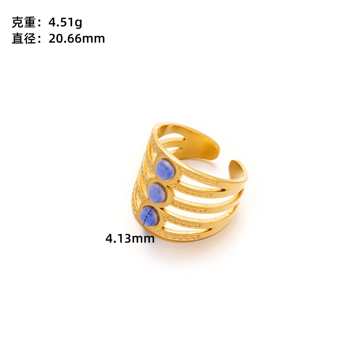 Gold Titanium Steel Flower Ring