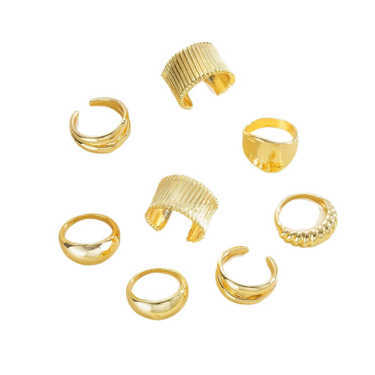 Geometric Stripe Ball Ring Set (8 Pieces)