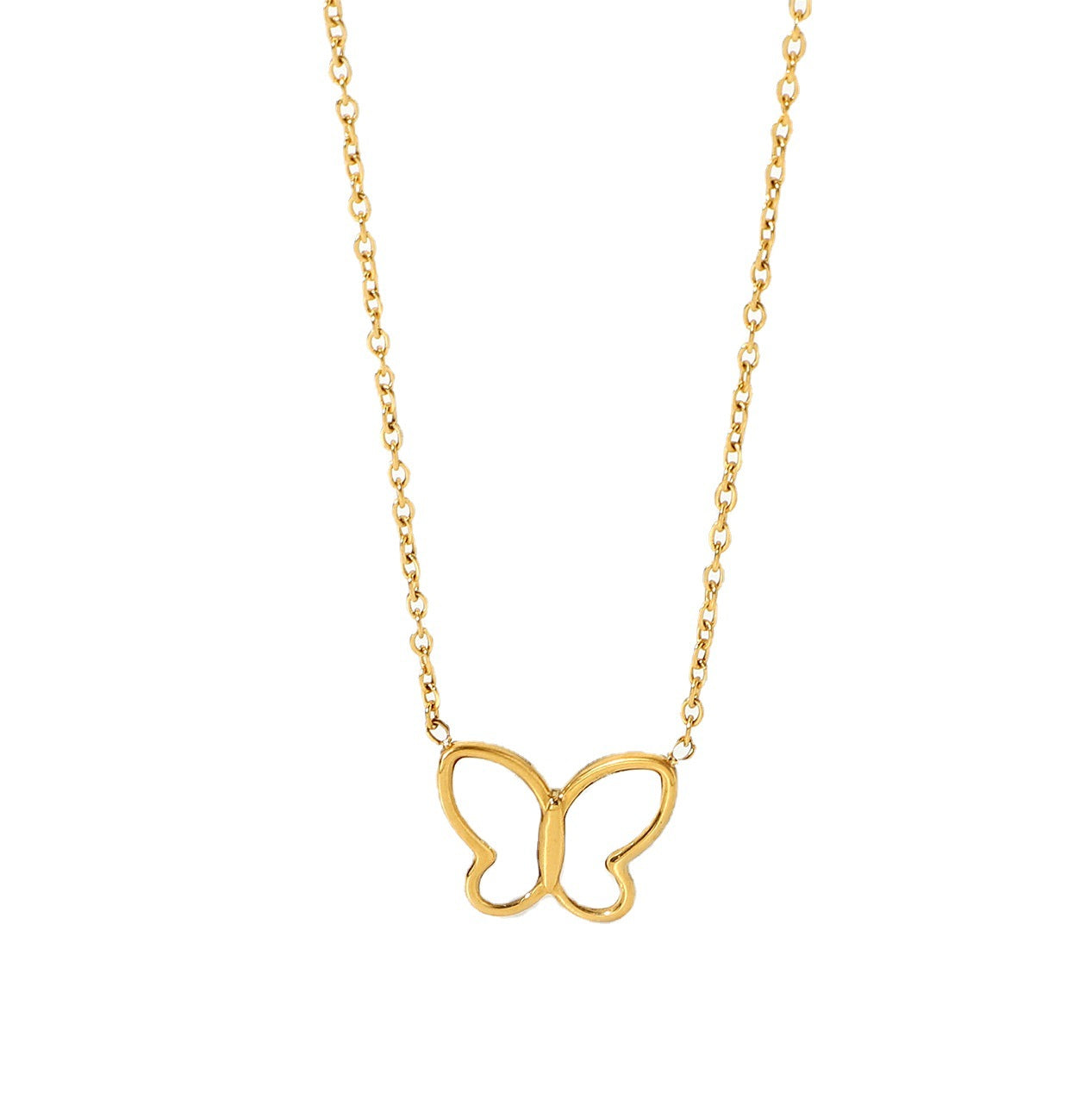 Collar de cadena de oro con mariposa de concha blanca