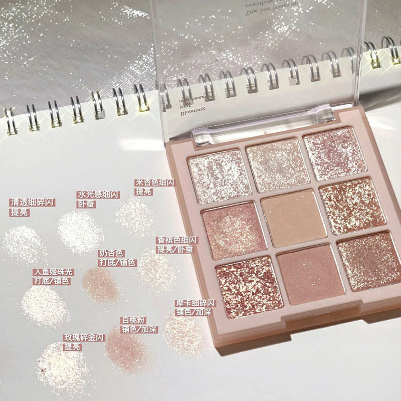 Paleta de sombras de ojos acrílicas transparentes de nueve colores