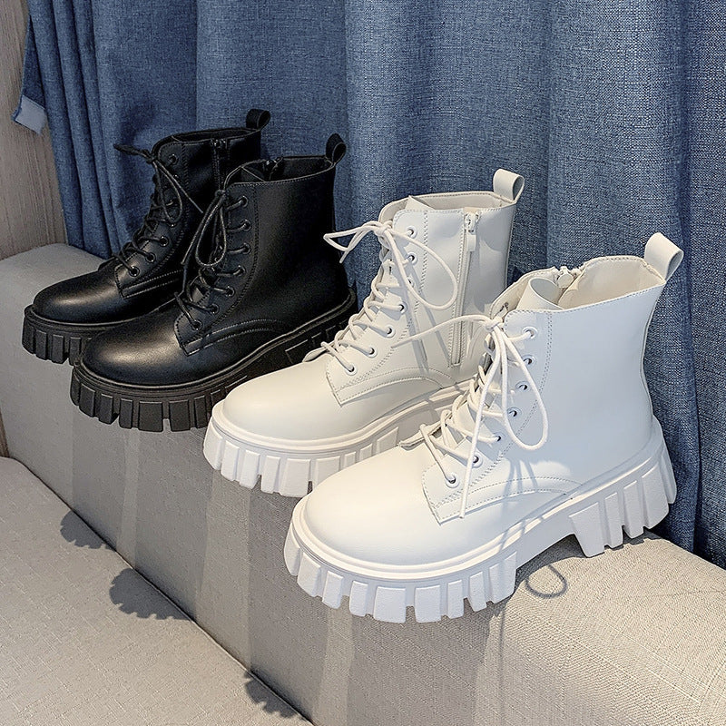 Thick-soled lace-up Martin boots for women