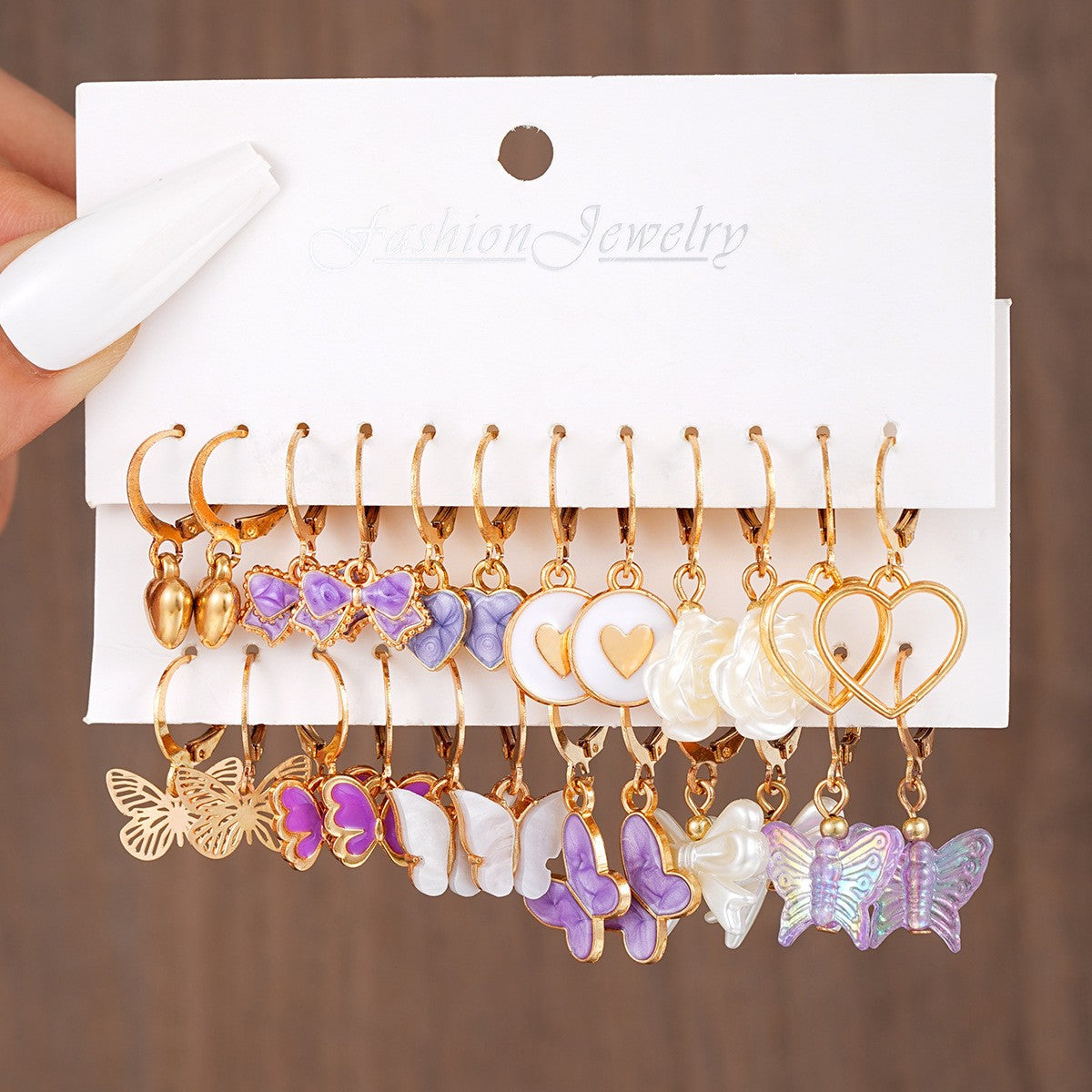12-Piece Assorted Lock & Charm Hoop Earrings Set