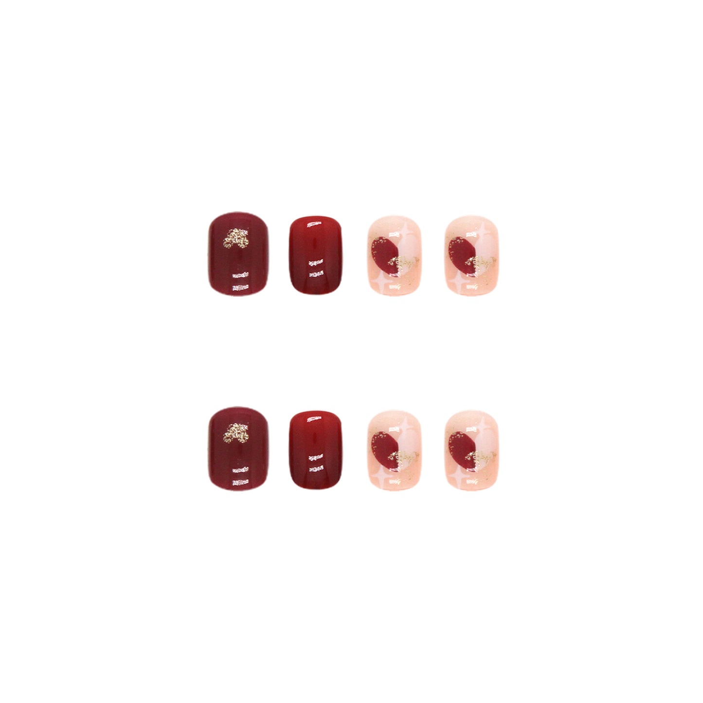 Wearable Nails: Maroon Checkered Heart
