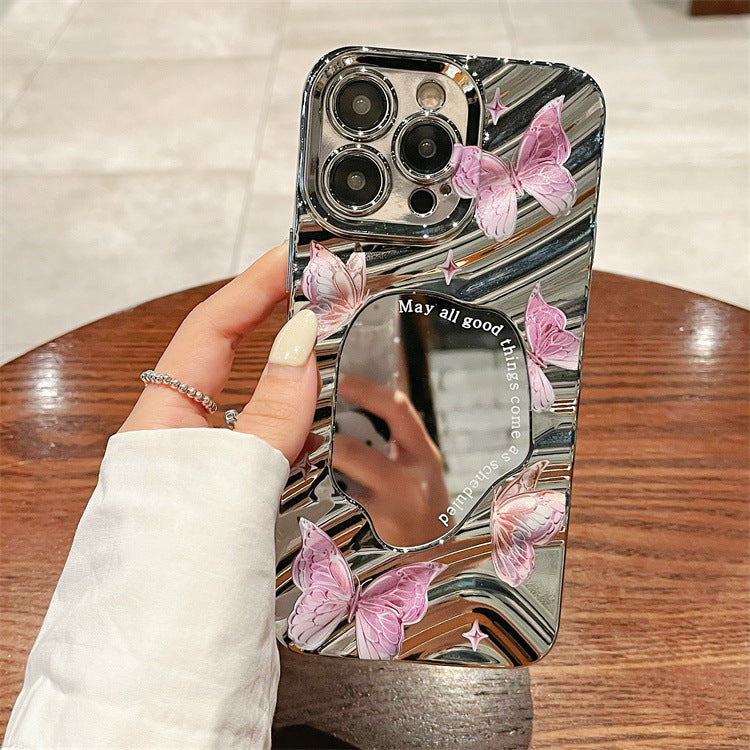 Wavy Mirror Beaver Case iPhone15 11 14 Electroplated TPU Cover