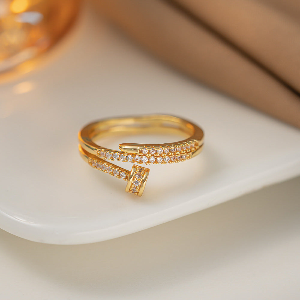 Gold-Plated Copper Ring with Tiny Diamond — Minimal Luxury