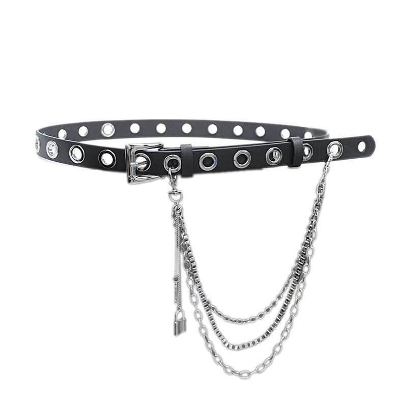 Punk punched leather belt