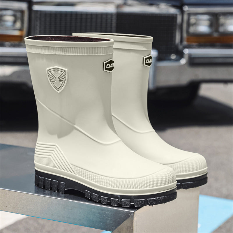 Rain shoes men's medium tube versatile thick sole