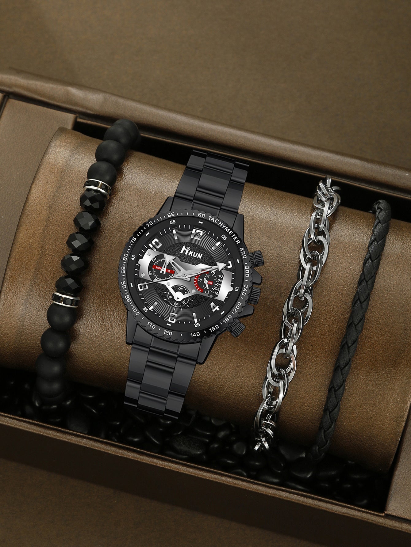 Men's Watch Punk Woven Bracelet Set