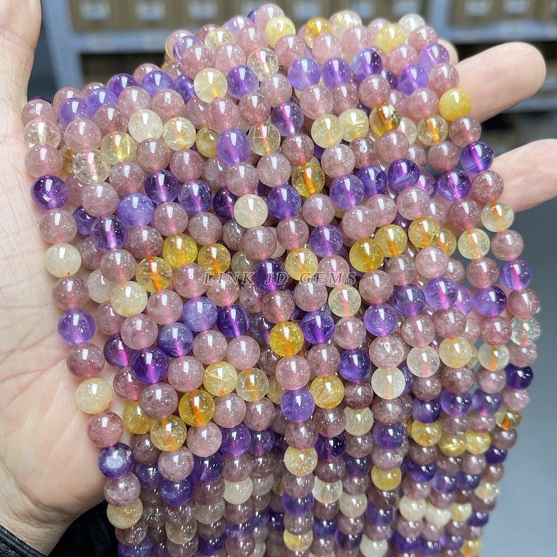 Siete cuentas sueltas de cristal, cuentas redondas de cristal de colores mezclados