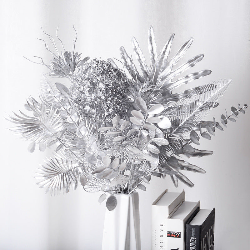 Silver flower arrangement artificial flowers