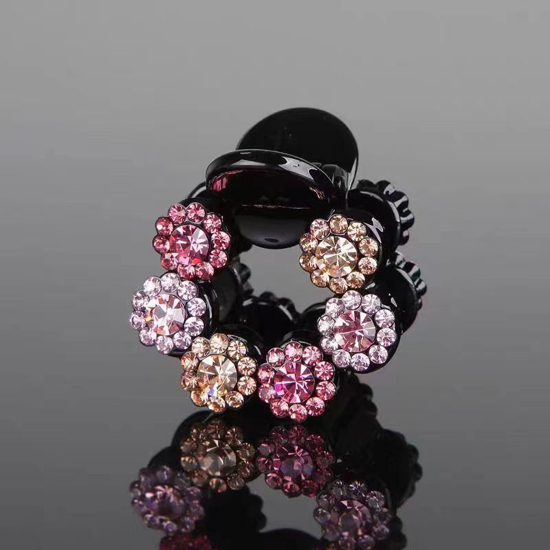 Floral Rhinestone Ponytail Clip