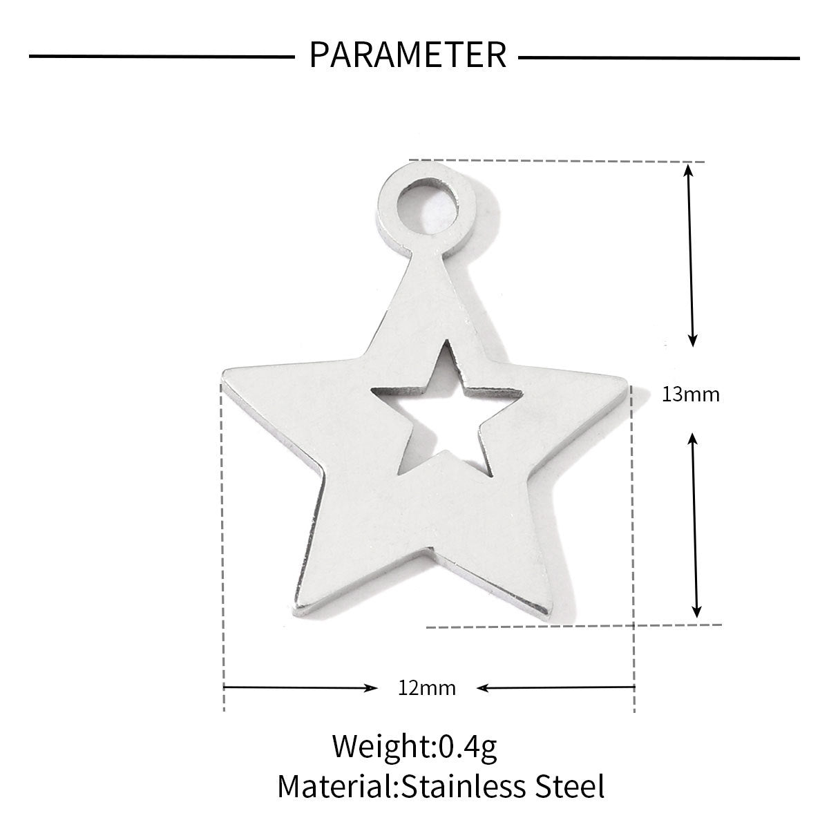 20 pcs/pack love star round titanium steel DIY pendant