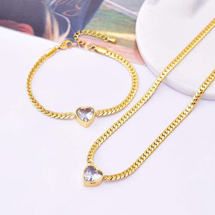 White zircon love necklace bracelet.