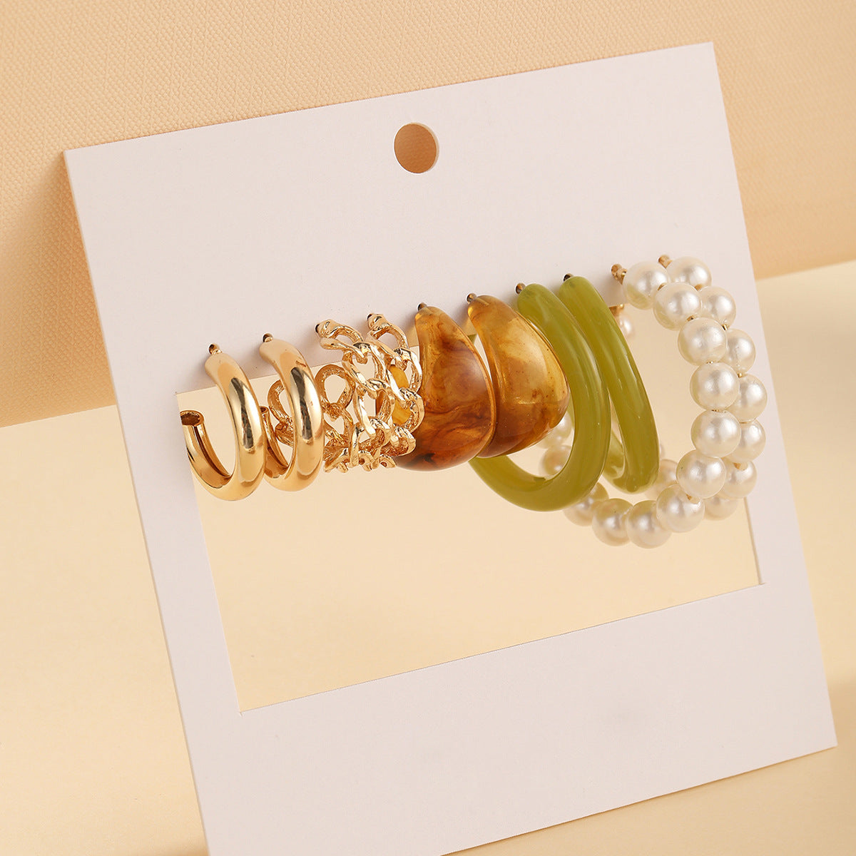 5-Pair Acetate & Pearl Earring Set