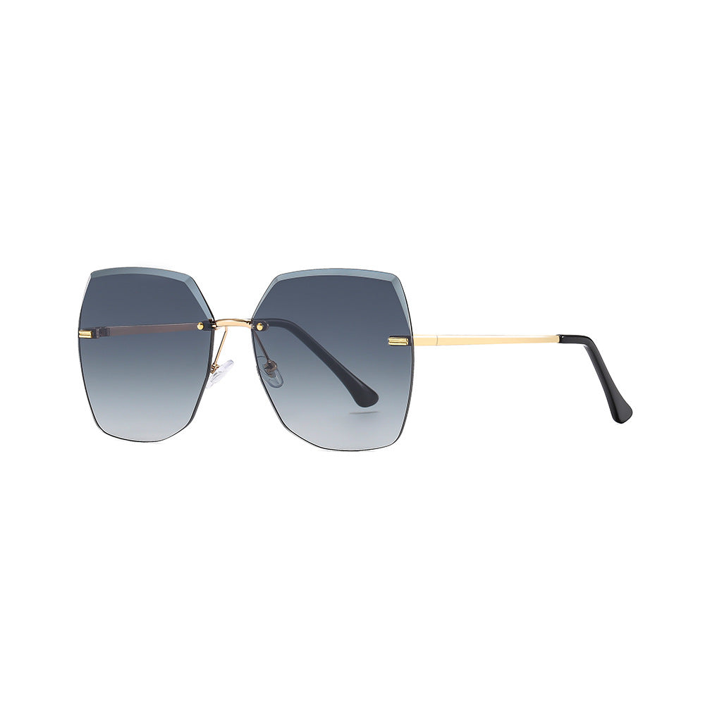 Gafas de sol retro de metal degradado sin montura para mujer al por mayor