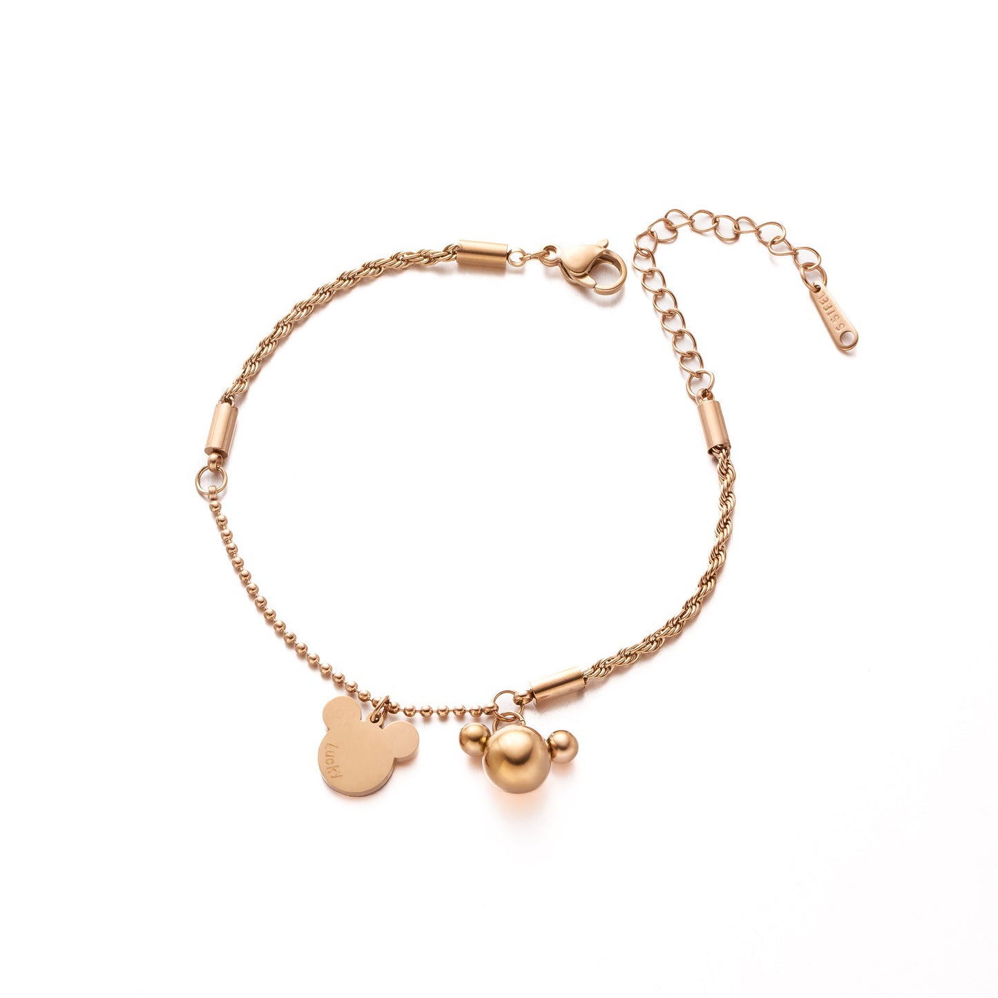 Women's Mickey Mouse Twisted Rice-Bead Bracelet — Non-Fading