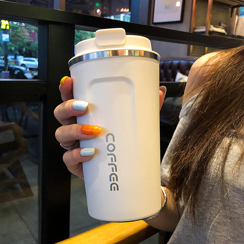 Stainless steel coffee cup is simple