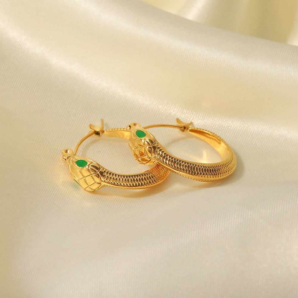 Snake Green Eye Earrings