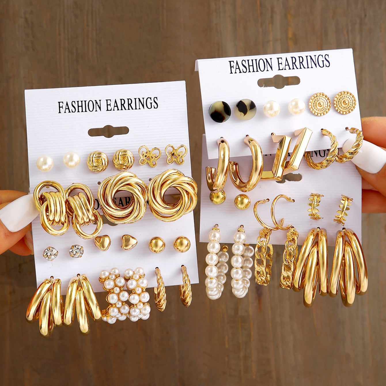 Pearl & Metal Stud Earring Set