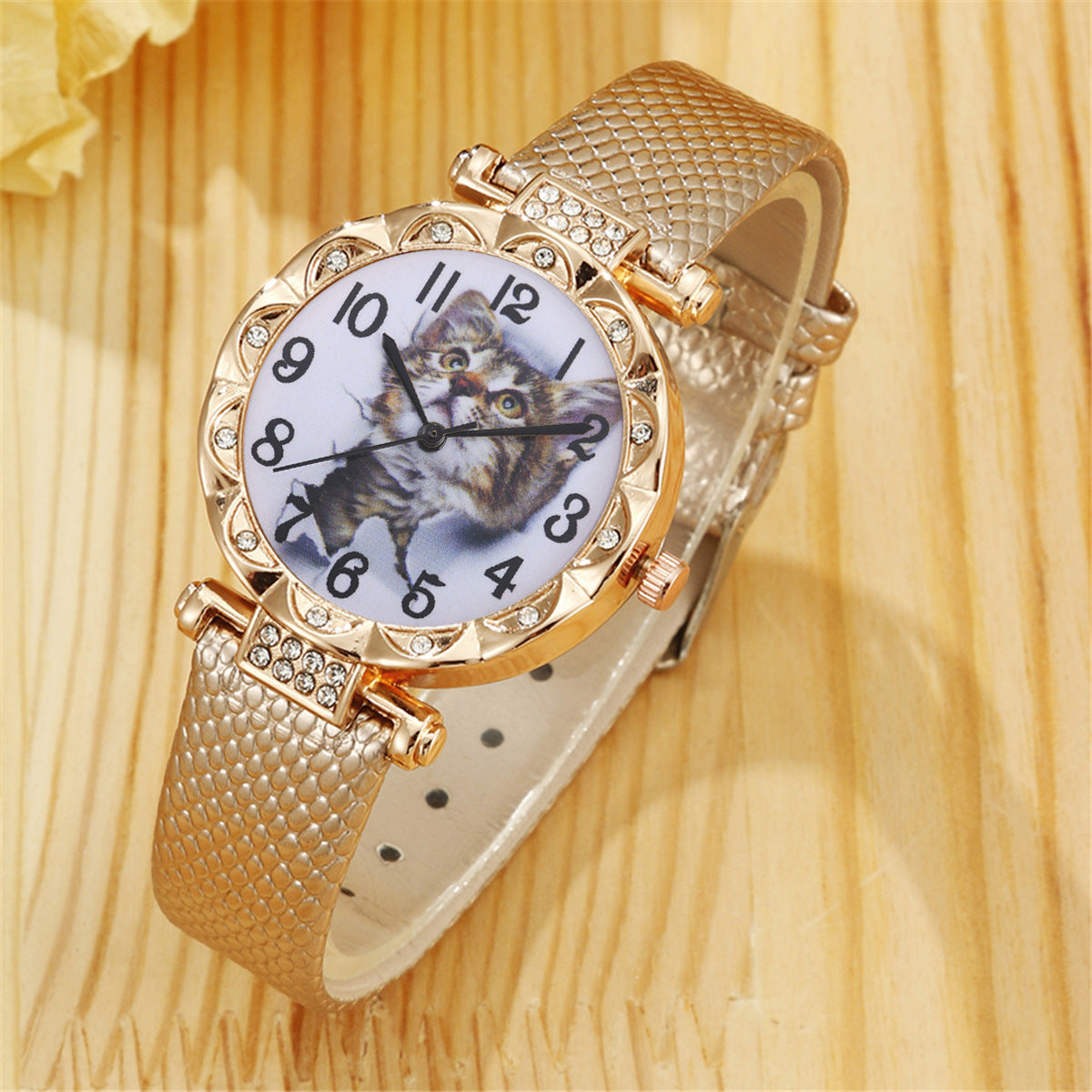 Snake Belt Quartz Wrist Watch Cat Claw Jewelry Set