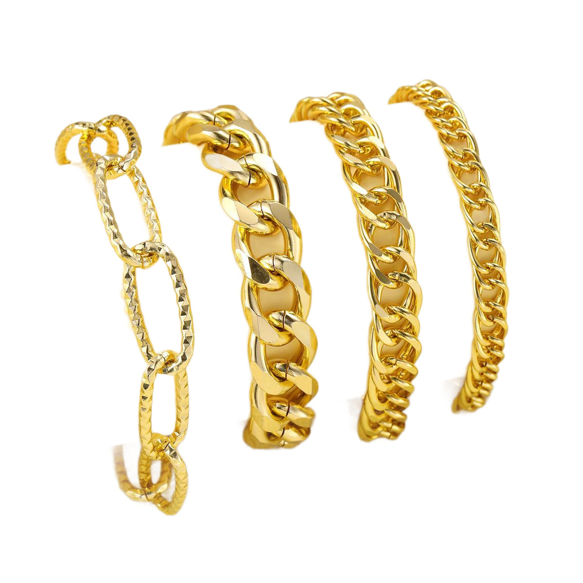 4-Piece Multi-Layer Thick Chain Bracelet Set