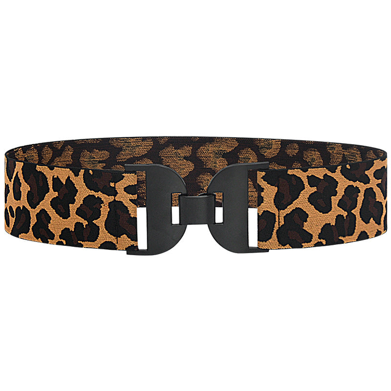 Elastic elastic pair buckle wide belt