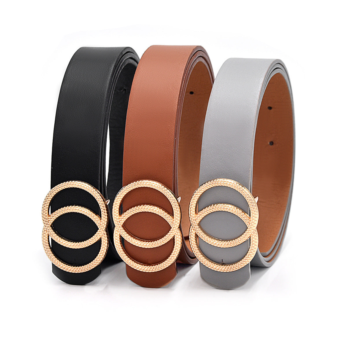 Round buckle belt for women, casual