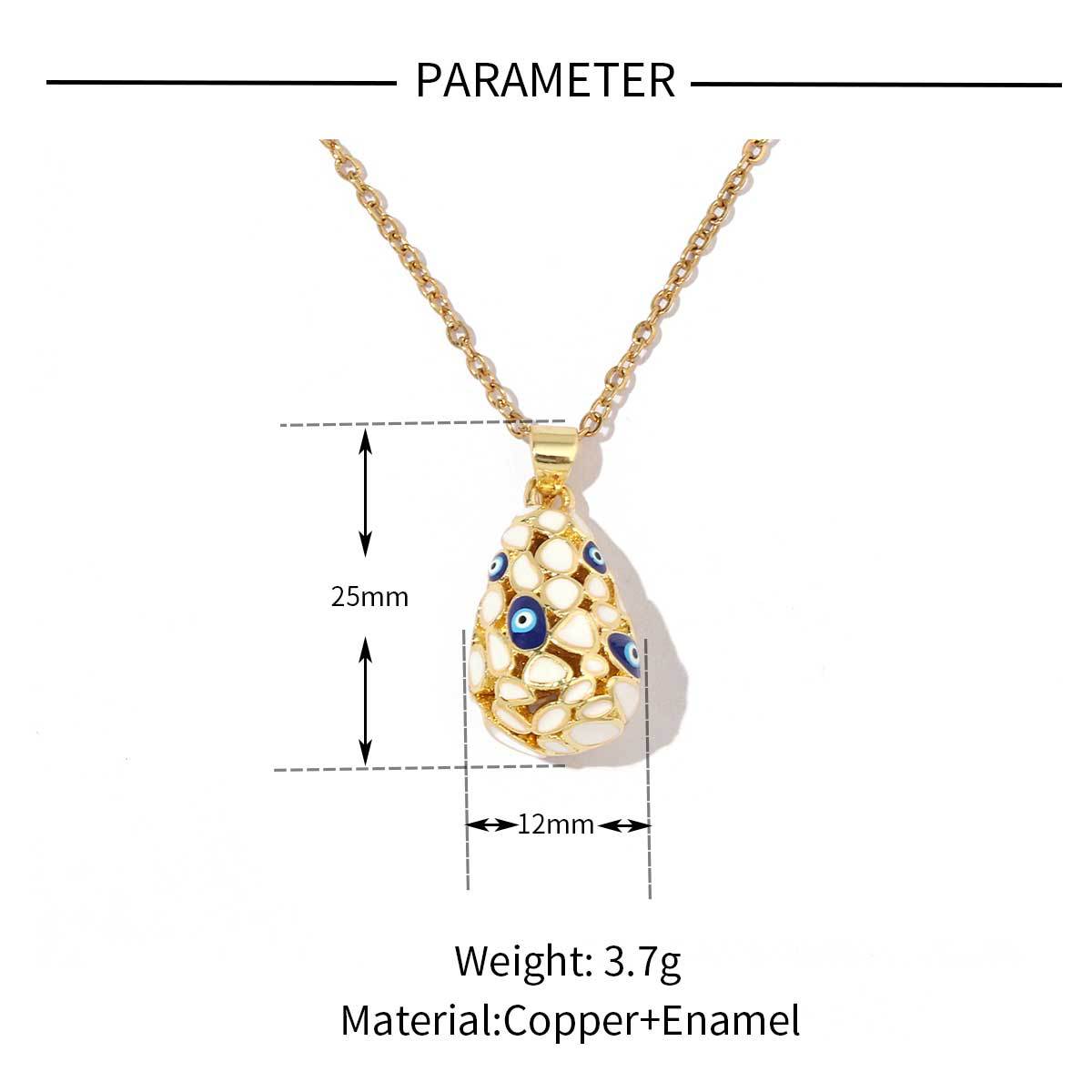 18K real gold color-preserving copper zircon water drop eye pendant.