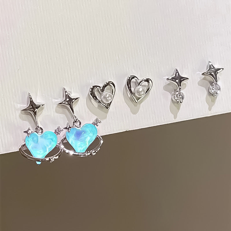 Pink Love Star Stud Earring Set