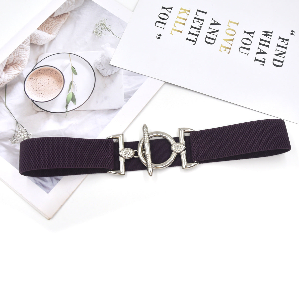 Hook buckle women's elastic belt