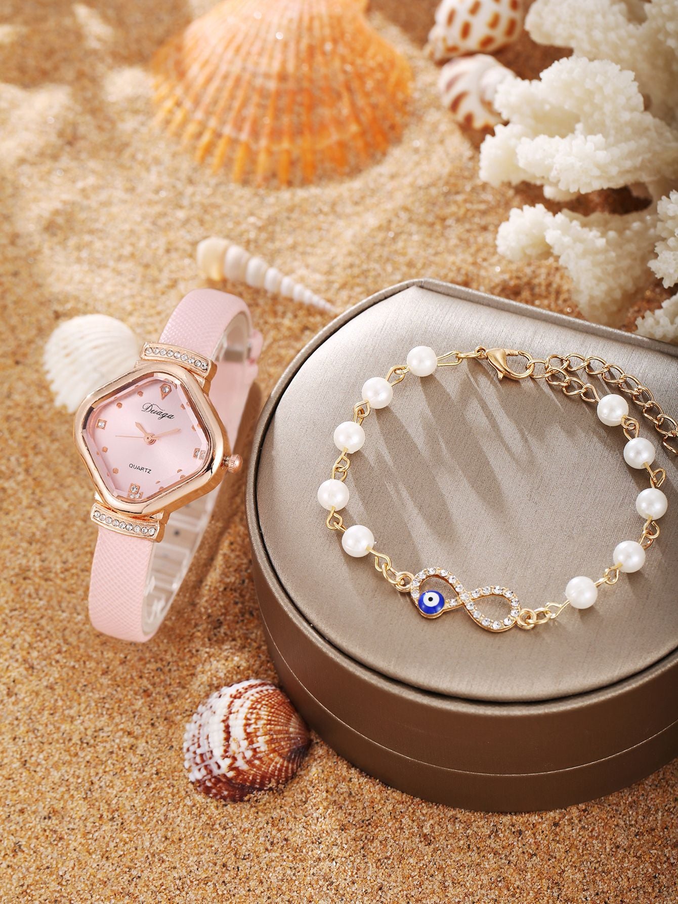 Watch Pearl Bracelet Tulip Star Moon Jewelry Set