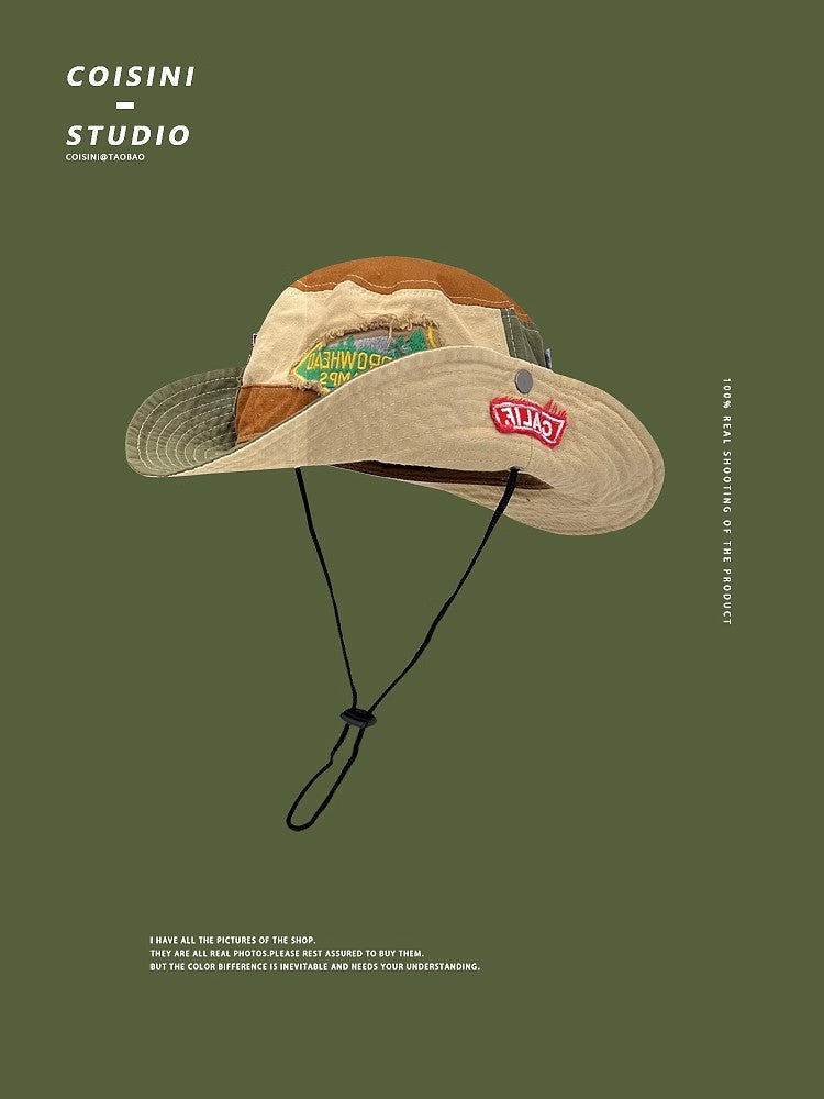 Sombrero de pescador retro con bloques de color