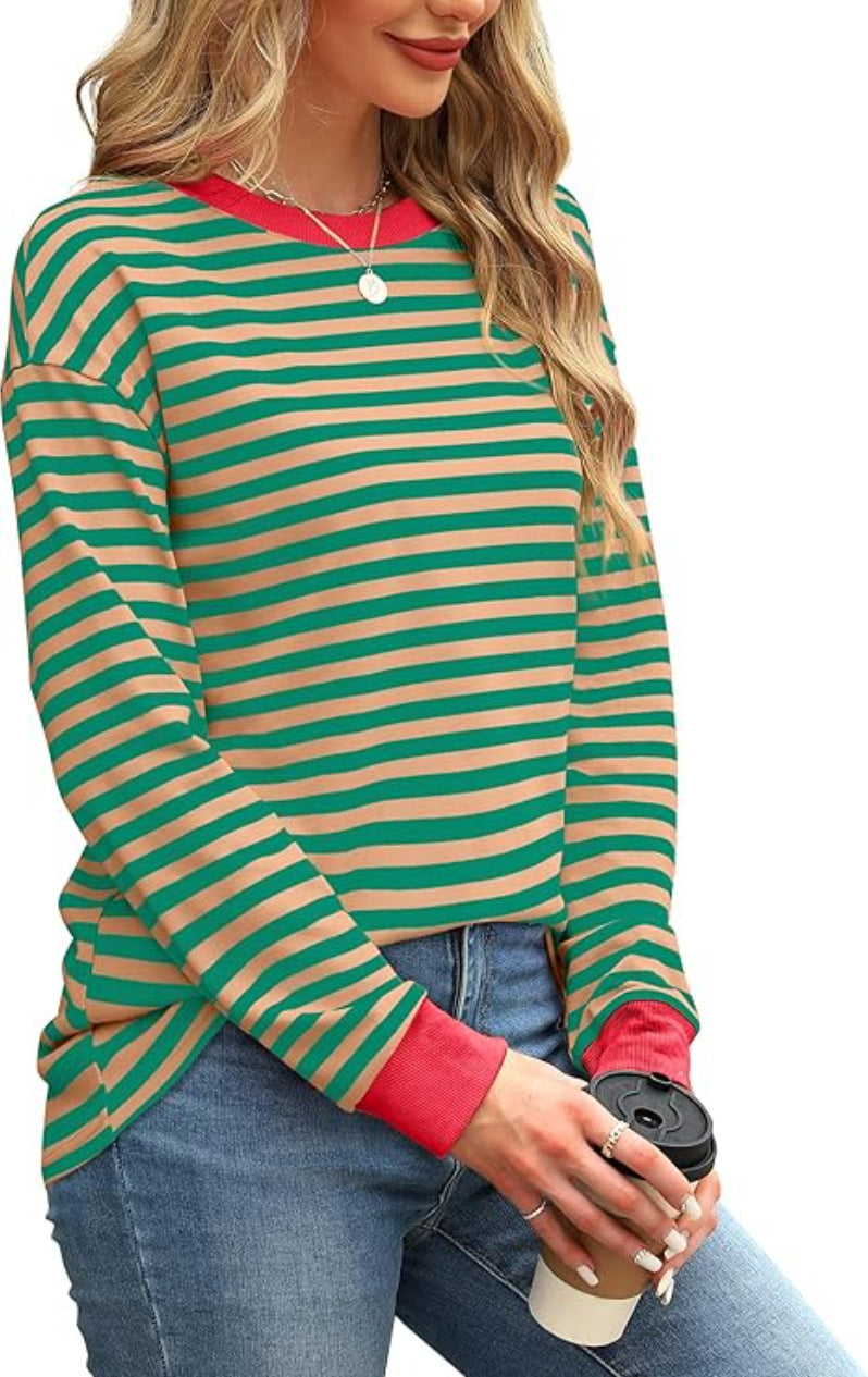 Striped long-sleeved top