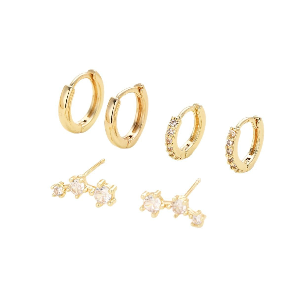 Zircon Stud Earring 3-Piece Set