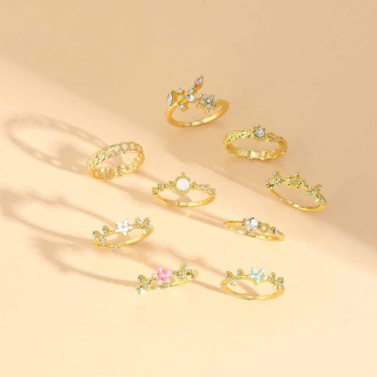 Stacked rhinestone zircon ring