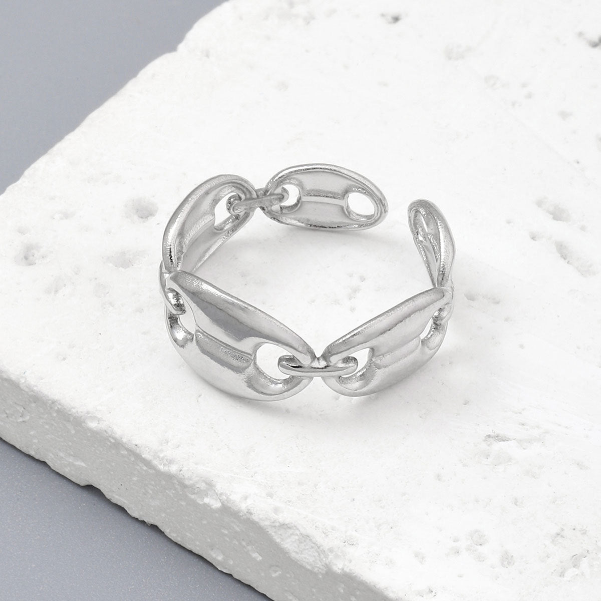 Star Snake Titanium Steel Ladies Ring Adjustable