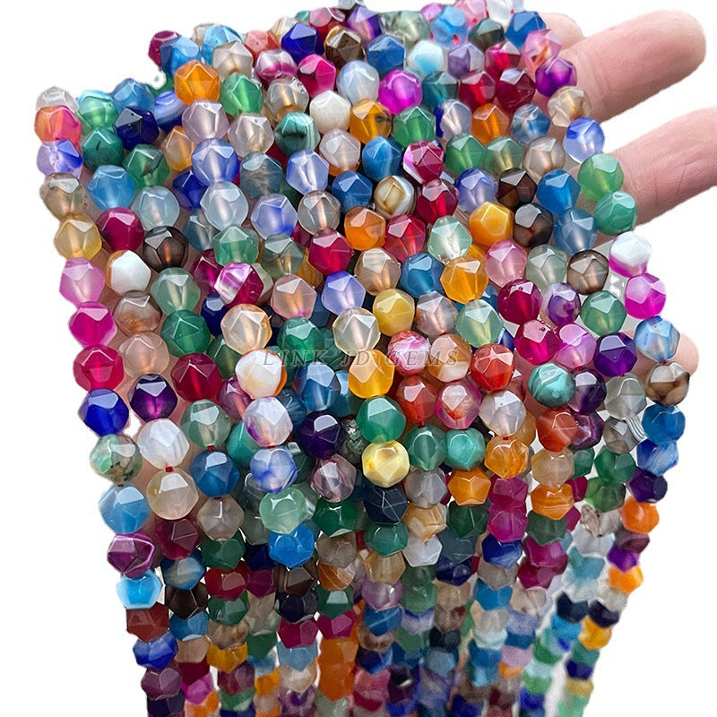 8Mm Candy Color Agate Cut Diamond Beads Loose Beads