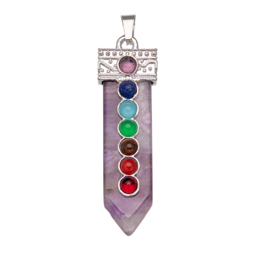 Sword Shape Seven Veins Colorful Crystal Pendant