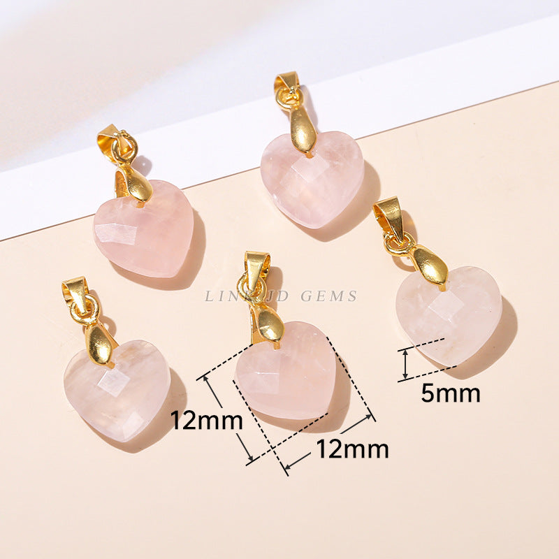 Colgante de corazón de amor tallado en cristal natural de 12 mm