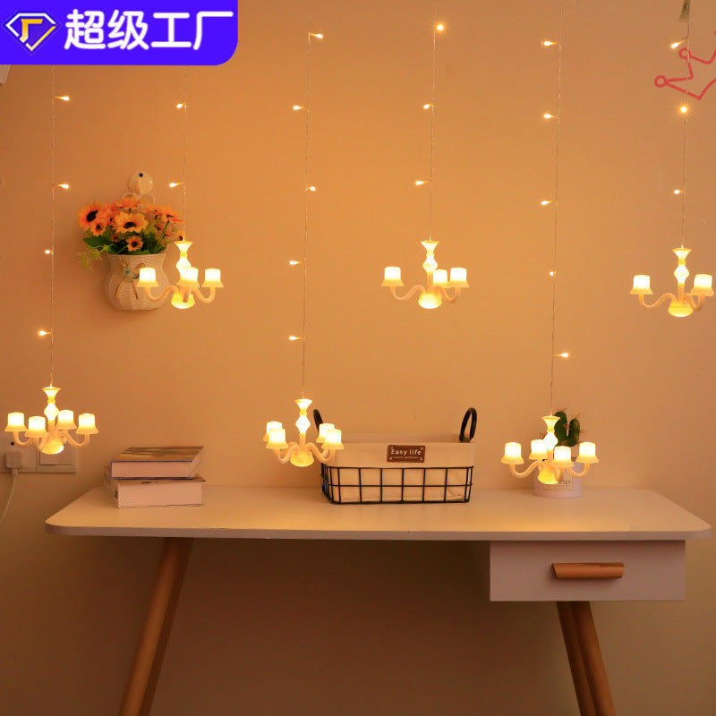 6 luces colgantes de colores encadenan luces de cortina de hielo