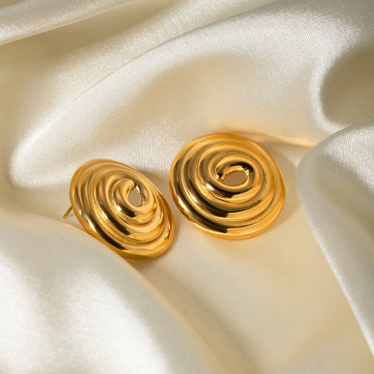 Threaded Hoop Disc Earrings