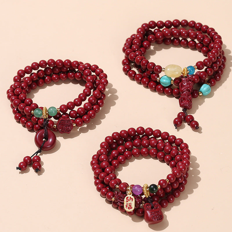 Pulsera de múltiples anillos de arena de oro morado y mineral en bruto