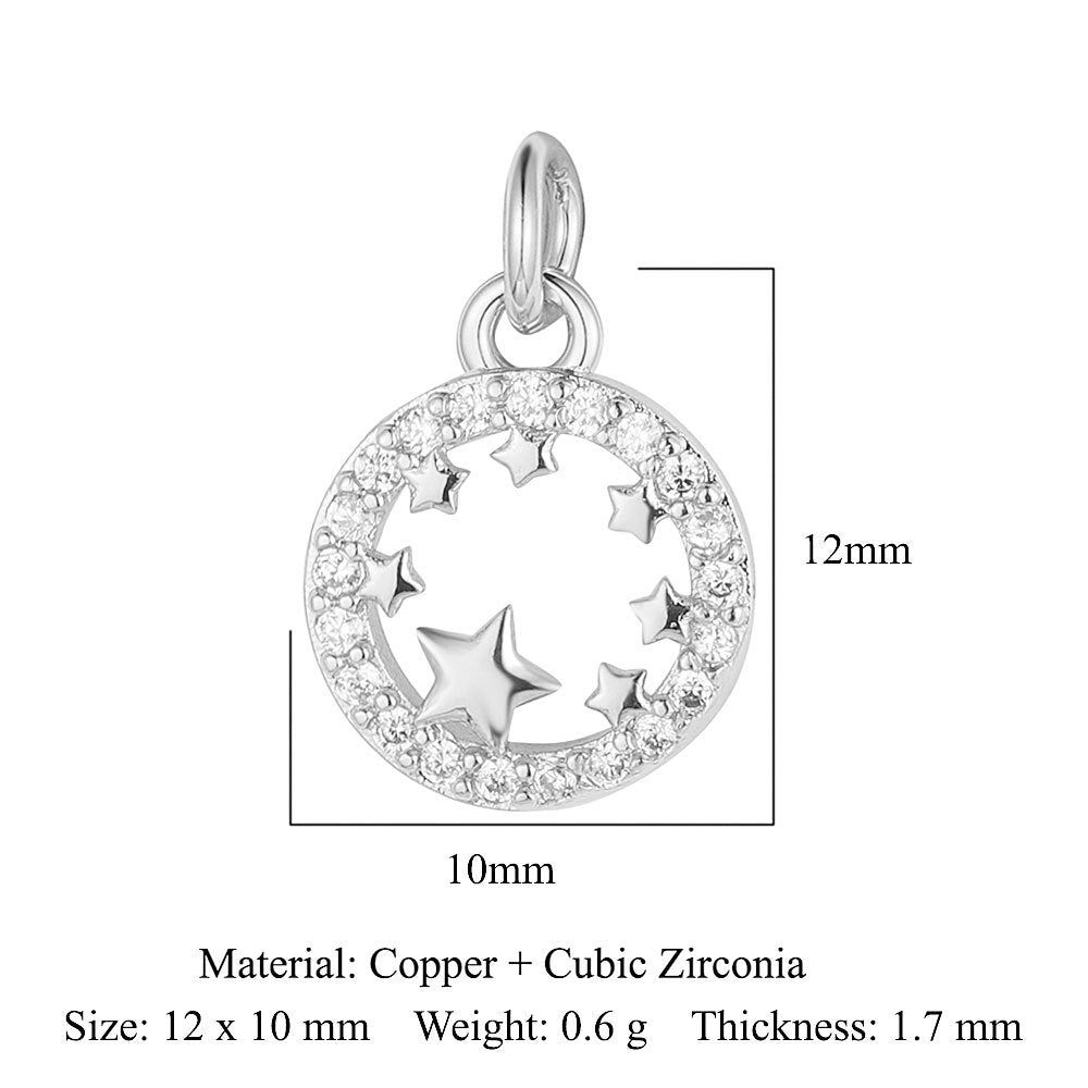 Sun Moon Stars Copper Zircon Eyes Palm Pendant