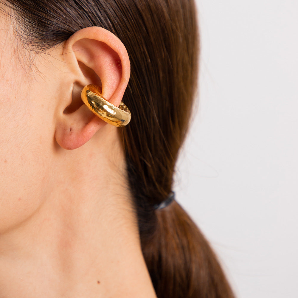 Rough Textured Cylindrical Hollow Hoop Ear Clip